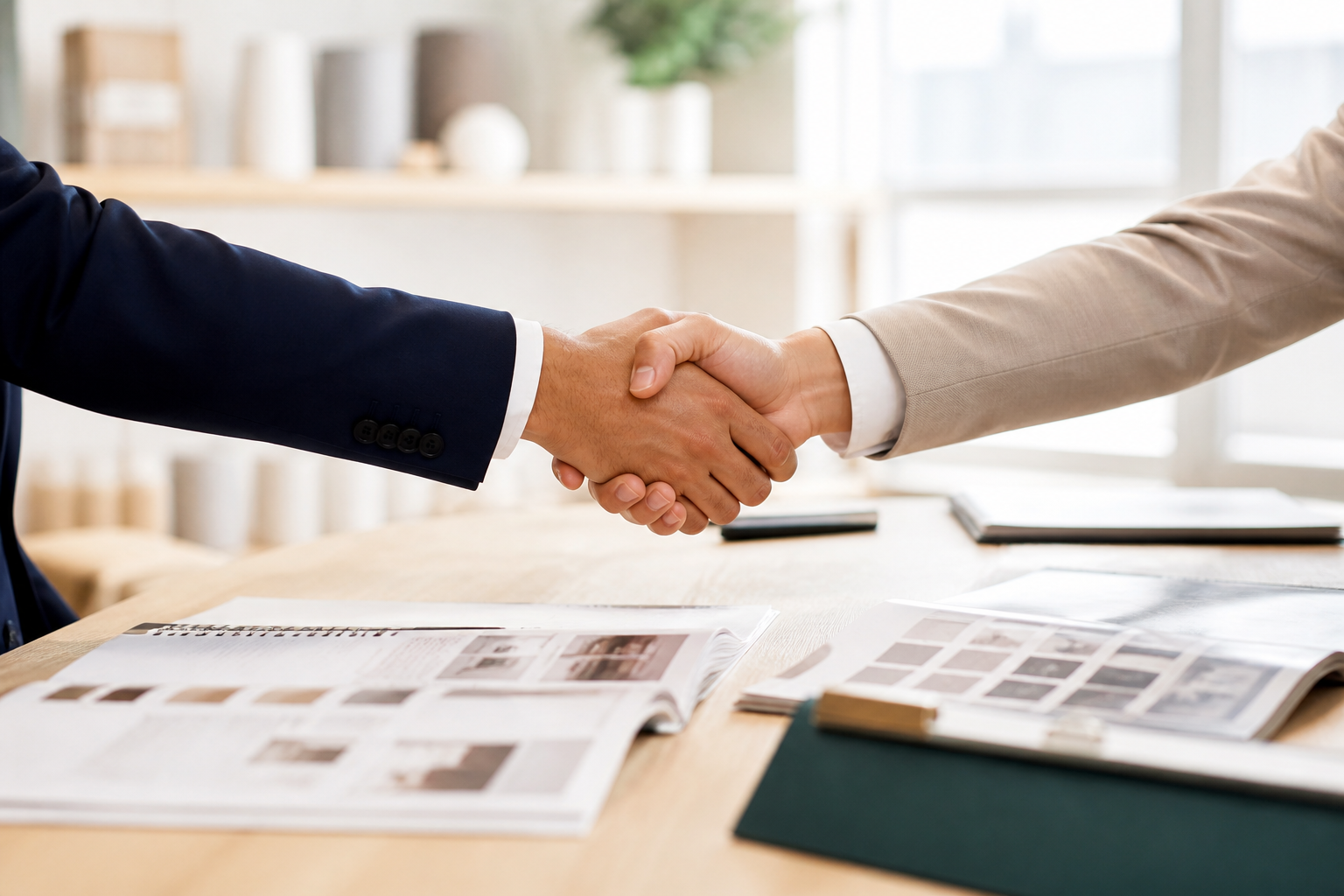 Business handshake representing cooperation
